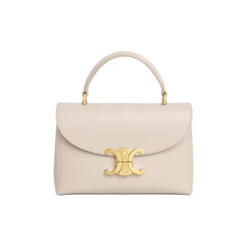 CELINE Cow Leather Shoulder Bag, Crossbody Bag, Handbag Women's Light Beige