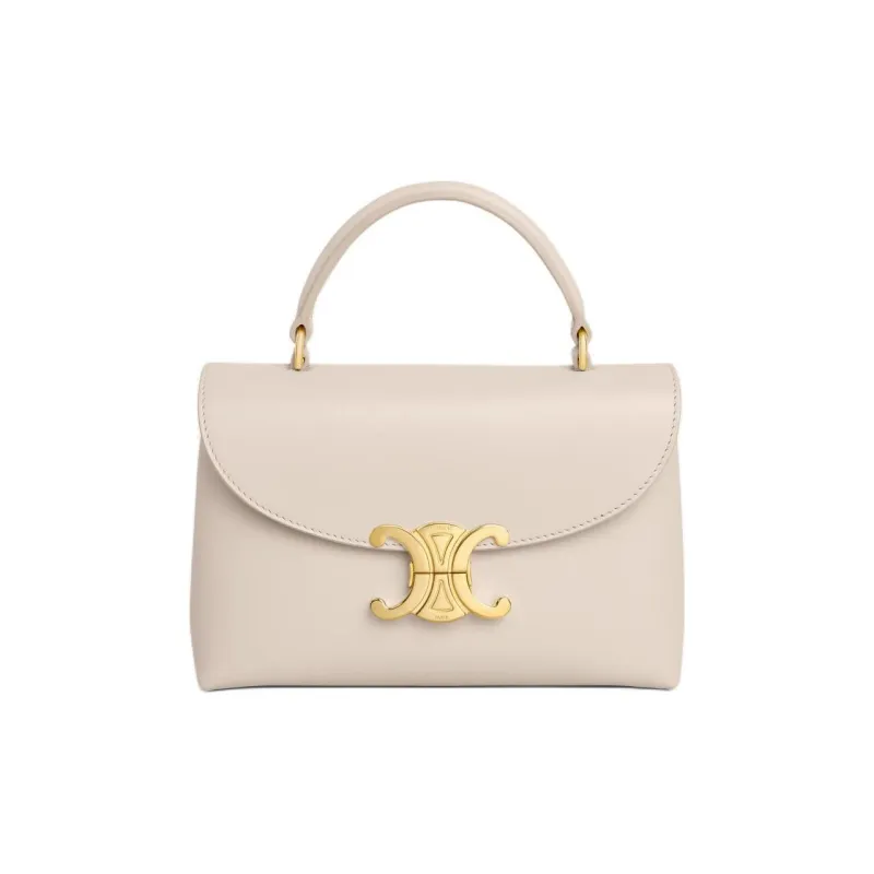 CELINE Cow Leather Shoulder Bag, Crossbody Bag, Handbag Women's Light Beige-0
