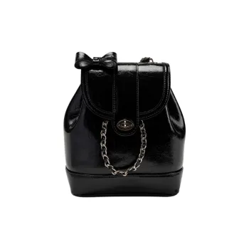 CARDINAL RED Cow Leather Backpack Women's Black