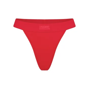 SKIMS Fake Day Collection FW24 COTTON RIB THONG Underpants Women's 1 Pack Cranberry/Gooseberry