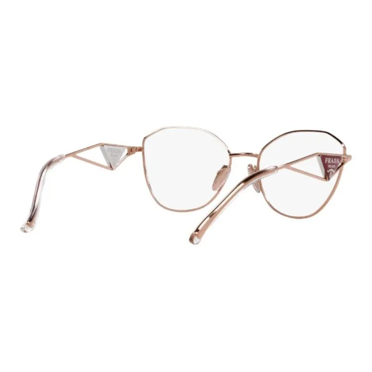 PRADA Alloy Irregular Shape Eyeglass Frames Unisex Gold-4