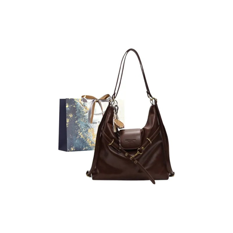 Iman's House PU Double Shoulder Crossbody Bag, Shoulder Bag Women's Light Brown/Dark Brown/Coffee/Black-5