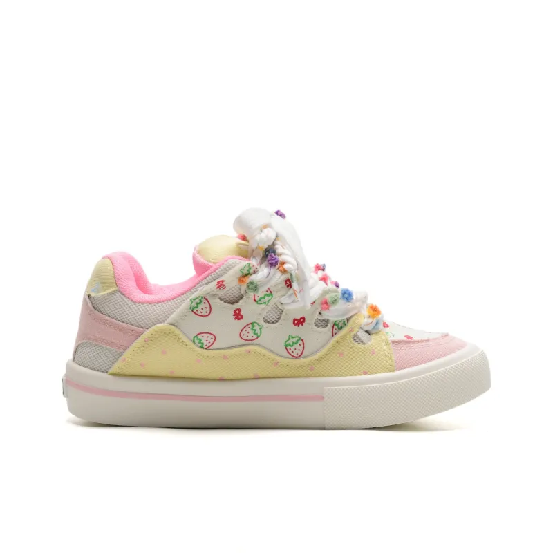 OAOQ Low-Top Skateboard Shoes Unisex White Yellow Blue-28