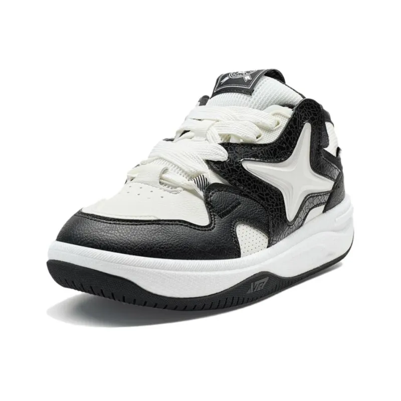 XTEP Star X Anti Slip Wear Resistant Low Top Skateboard Shoes Women's Black White-1