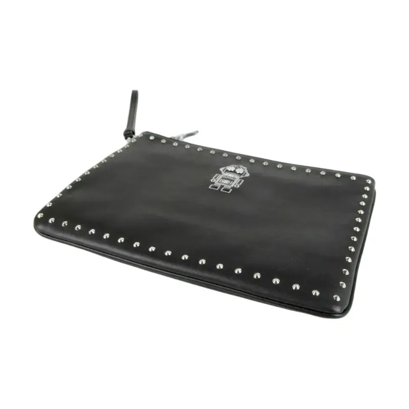 MCM Leather Clutch Unisex Black-4