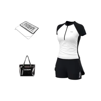 TOSWIM Swim Set Vacation Three Piece Set Women's Primordial Black White
