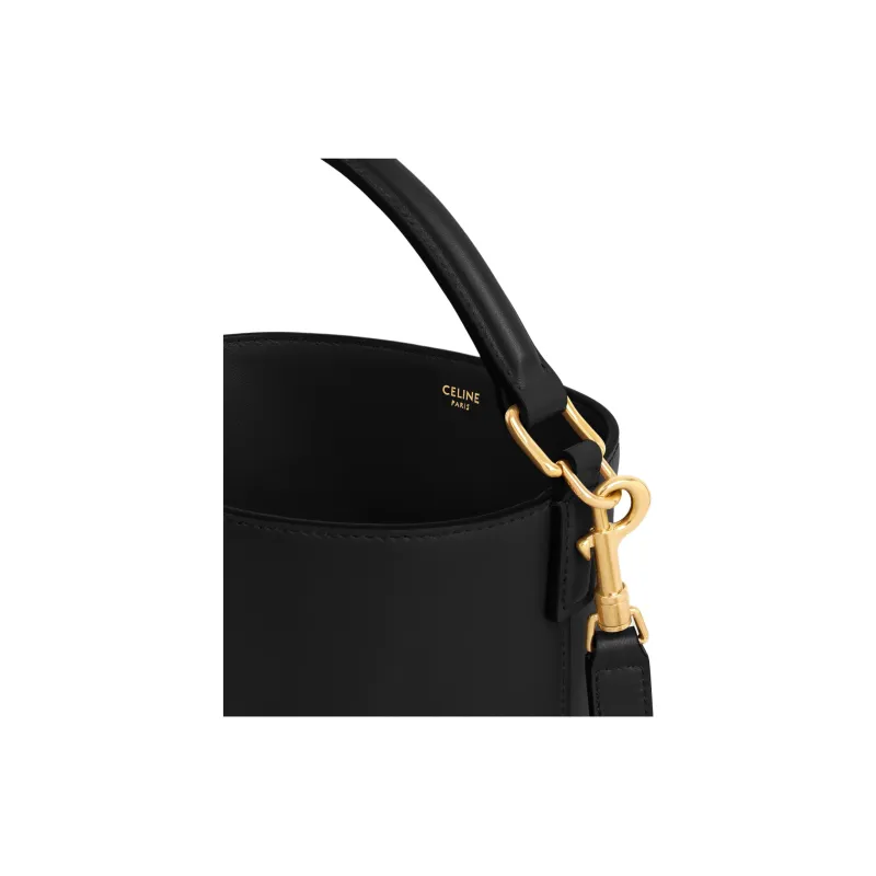 CELINE Cow Leather Bucket Bag, Shoulder Bag, Crossbody Bag, Handbag Trumpets Women's Black-3