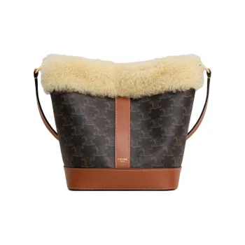 CELINE Cow Leather Crossbody Bag, Shoulder Bag Trumpets Women's Tawny