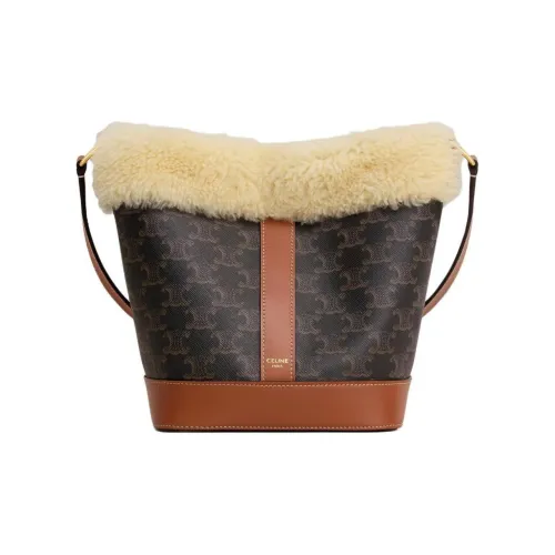CELINE Cow Leather Crossbody Bag, Shoulder Bag Trumpets Women's Tawny