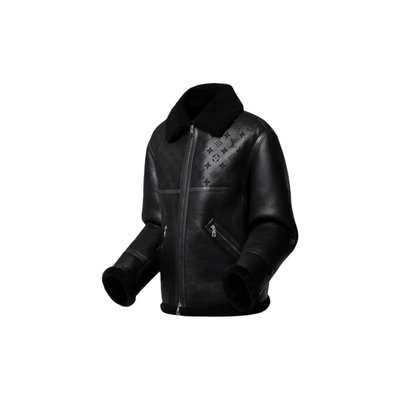 LOUIS VUITTON FW24 Leather Jacket Men's Black-2