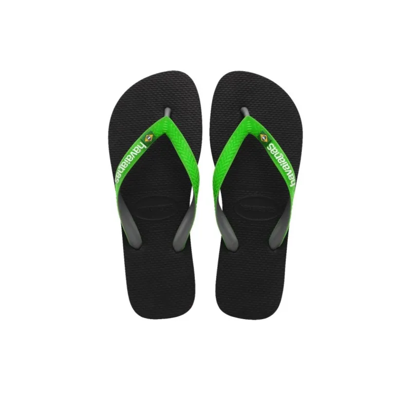Havaianas Brasil Mi Rubber Sole Slip-Resistant Flip Flops Women's Black Green-4