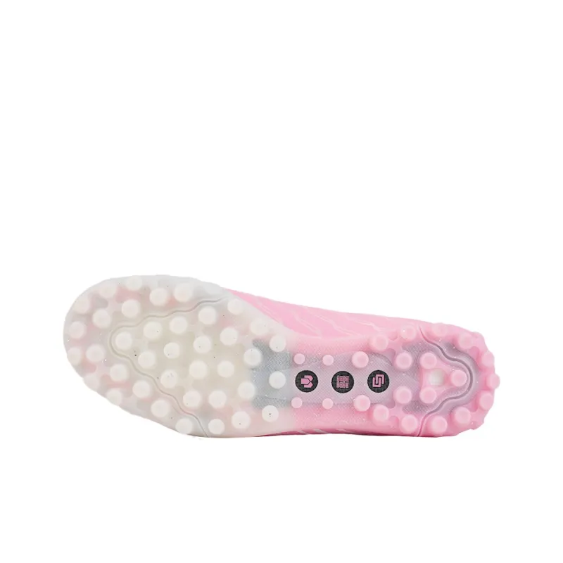 LiNing TF Rubber Broken Studs Artificial Ground Wear-Resistant Slip-Resistant Soccer Shoes Men's Pink White-4