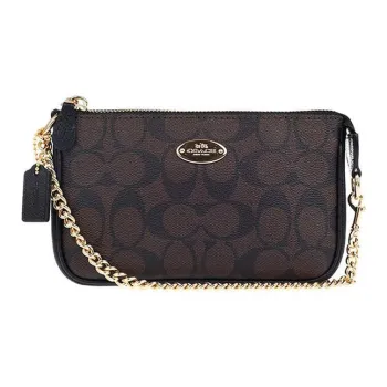 COACH Wristlet PVC Chain Bag Mahjong Bag Crossbody Bag Crossbody Bag Small Size Women's Brown