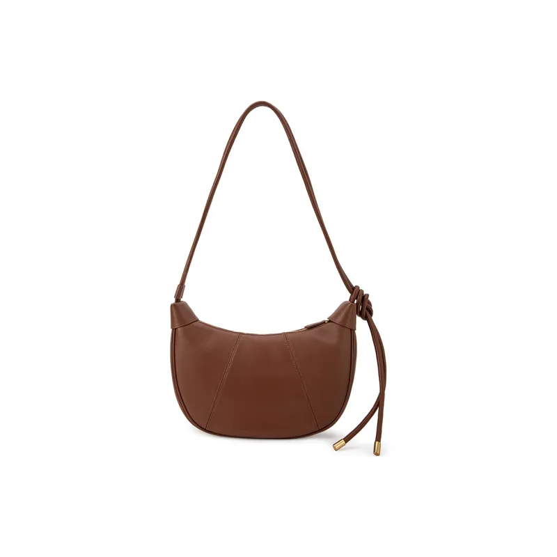 VENOF Cow Leather Dumpling Bag Shoulder Bag Small Size Women's Brown/Nordic Brown/Pall Black/Farouk Red-1