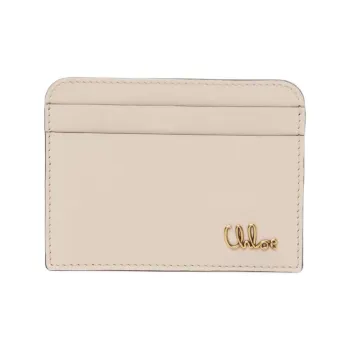 Chloe Calfskin Card Holder Women's Cement Pink