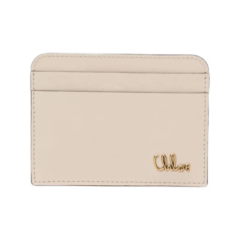 Chloe Calfskin Card Holder Women's Cement Pink-0