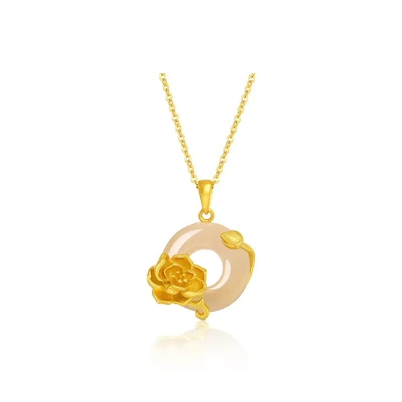 Atsuyama Natural Chalcedony Peace Buckle Necklace Unisex-8