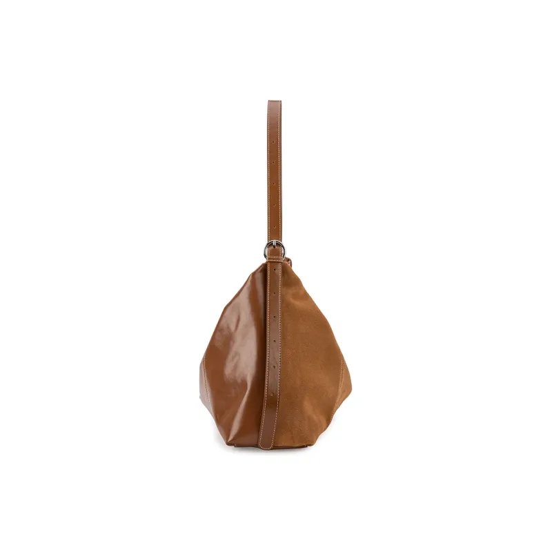 VENOF Cow Leather Shoulder Bag Large Size Women's Velvet Camel Brown/Sand Dune Apricot/Chestnut Coffee-8