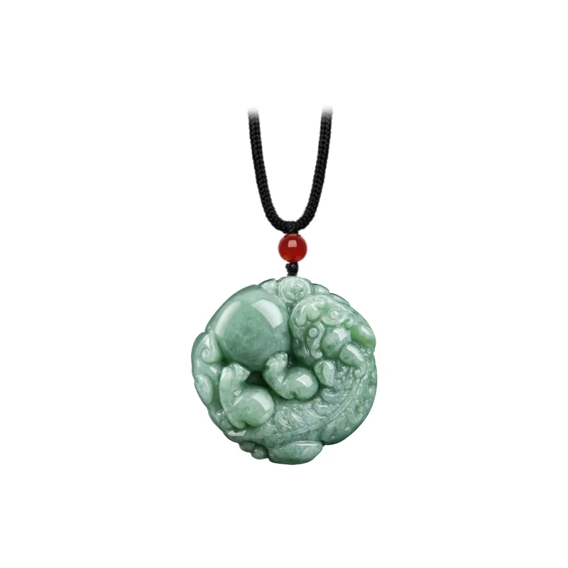 Artisan Lock Heart Jade Glutinous Jade Jadeite Necklaces Women's-0