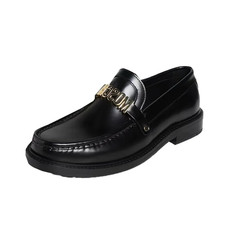 MOSCHINO Logo-lettering Leather Loafers-2