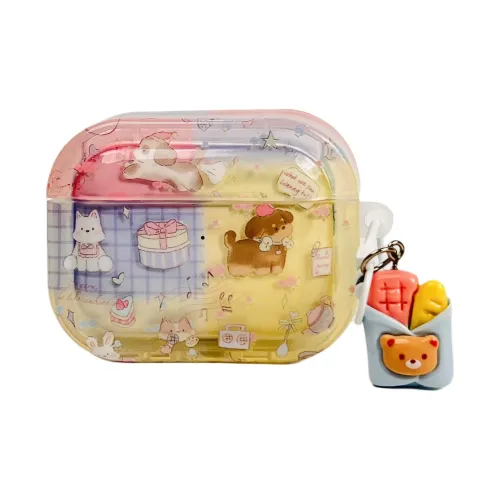 Sopi Compatibility With Apple AirPods 4/2/3/4th Generation/AirPods Pro/Pro 2 TPU Multicolor Cake Puppy Headphone Cases