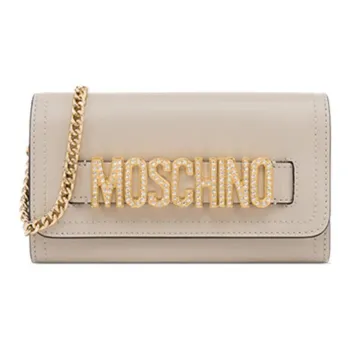 MOSCHINO Cow Leather Crossbody Bag Shoulder Bag Women's Ivory White