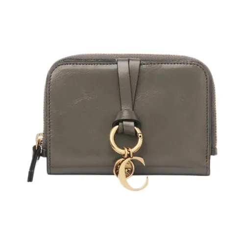 Chloe Alphabet Shiny Calfskin Wallet Women's Flannel Gray