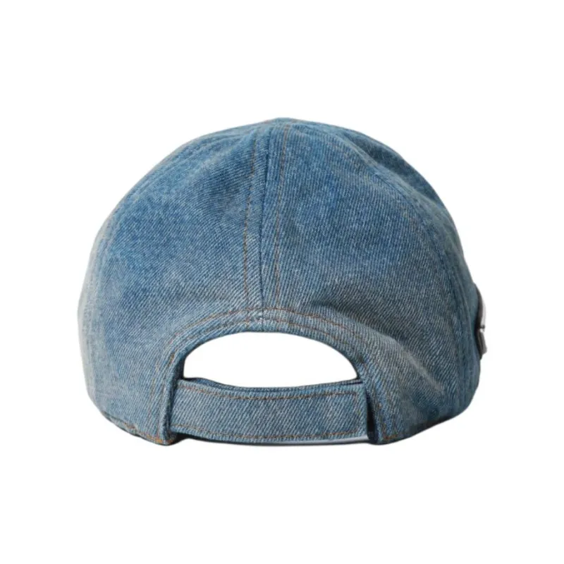 PRADA Triangle-logo Denim Baseball Cap-2
