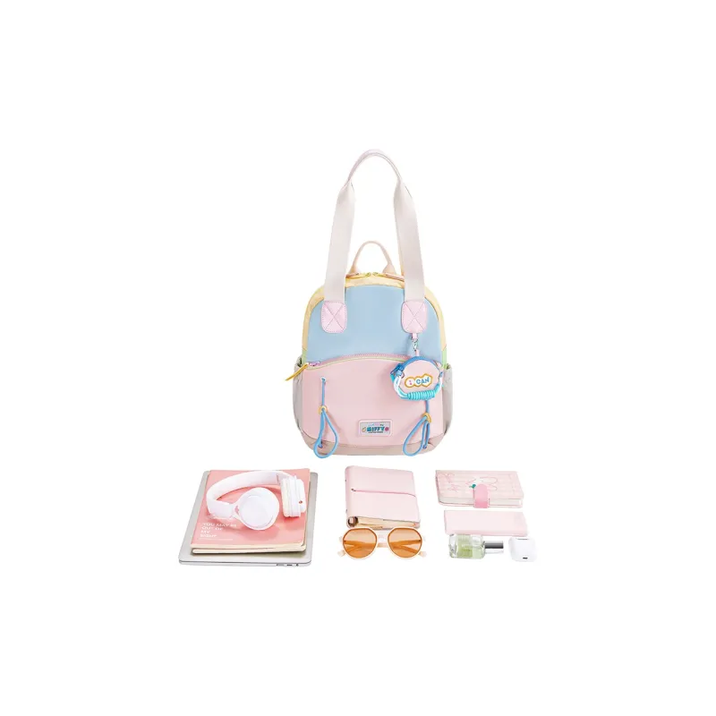 Miffy Fabric Handbag, Backpack Medium Size Women's Yellow Blue Pink-3