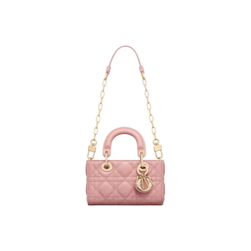 DIOR Lady D-JOY Lambskin Shoulder Bag Crossbody Bag Handbag Extra Mini Women's Light Pink-1