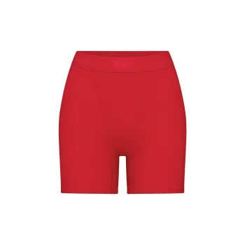 SKIMS Holiday Collection FW24 COTTON RIB BOXER Shorts Women's CRANBERRY/Cranberry