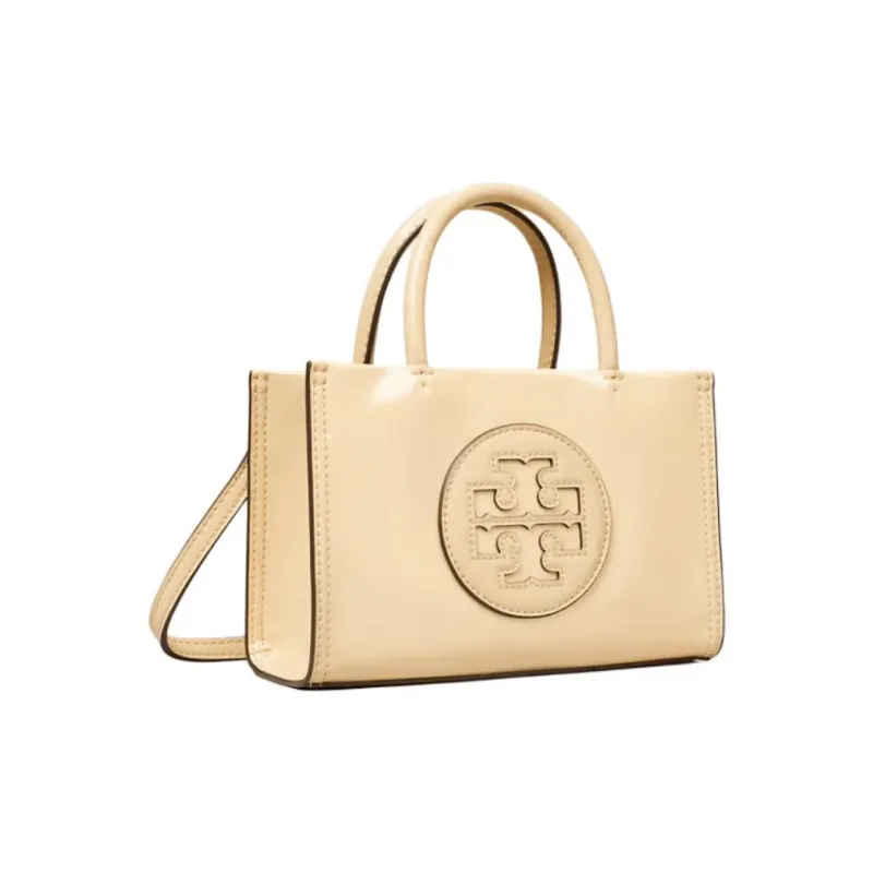 TORY BURCH Ella Patent Leather Tote Bag, Shopping Bag, Shoulder Bag, Crossbody Bag, Handbag Mini Women's Yellow-1