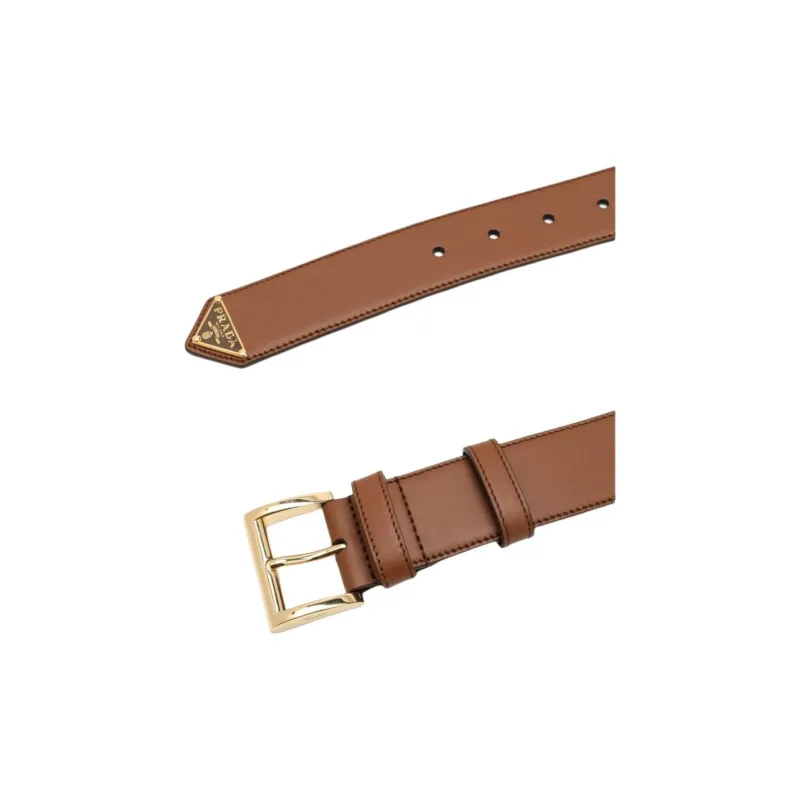 PRADA Logo Plaque Square-Buckle Belt-3