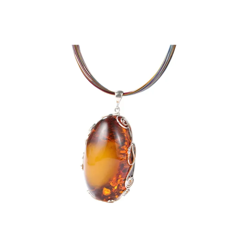 S&A S925 Silver With Amber Necklaces Women's-0