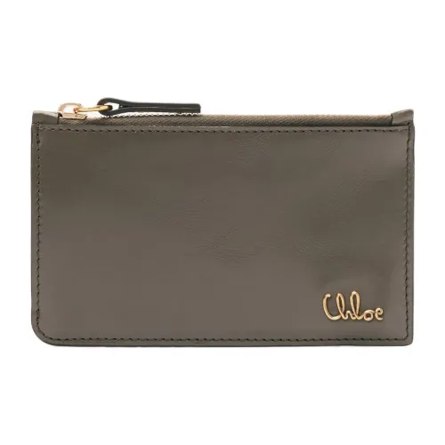 Chloe Shiny Calfskin Card Holder Wallet Small Size Women's Flannel Gray