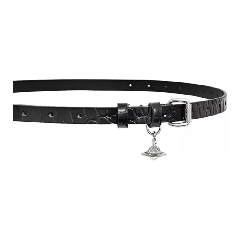 Vivienne Westwood Cow Leather Belts Women's Black Width 1.5CM-1