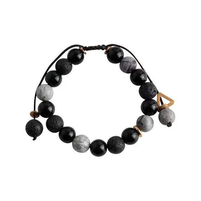 Bubble Scallops Obsidian Bracelets Unisex-0