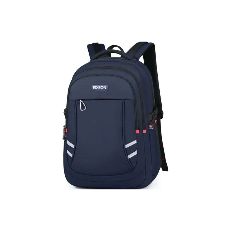 EDISON Polyester Backpack Large Size Unisex Black/Blue-5