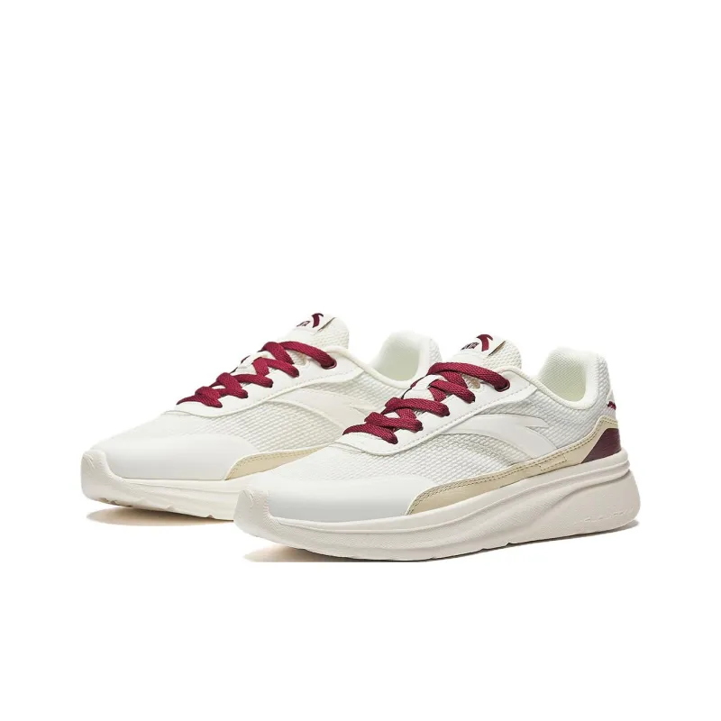Anta Traveler GZ Anti-Slip Wear-Resistant Low-Top Casual Shoes Women's White Red-1
