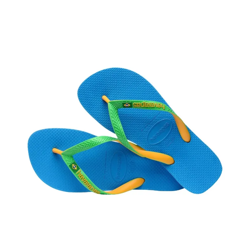 Havaianas Brasil Mi Rubber Sole Slip-Resistant Flip Flops Unisex Blue Green-3