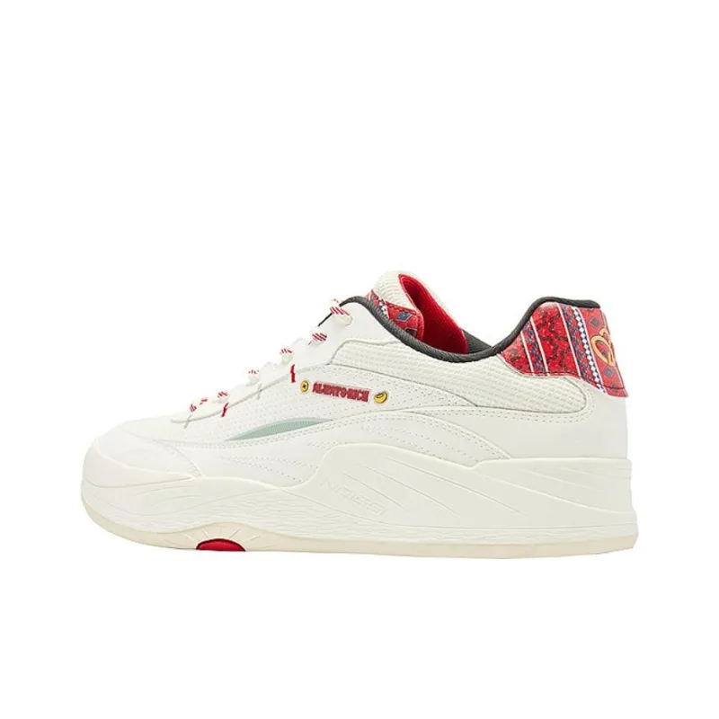 QIAODAN Sunrise Skateboard Shoes Men Low Top White Red-2