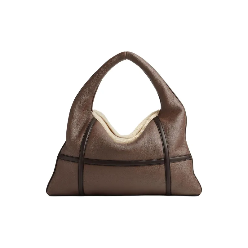 Bottega Veneta Merino Wool Handbag, Shoulder Bag Trumpets Women's Light Brown & Teddy Yellow-0