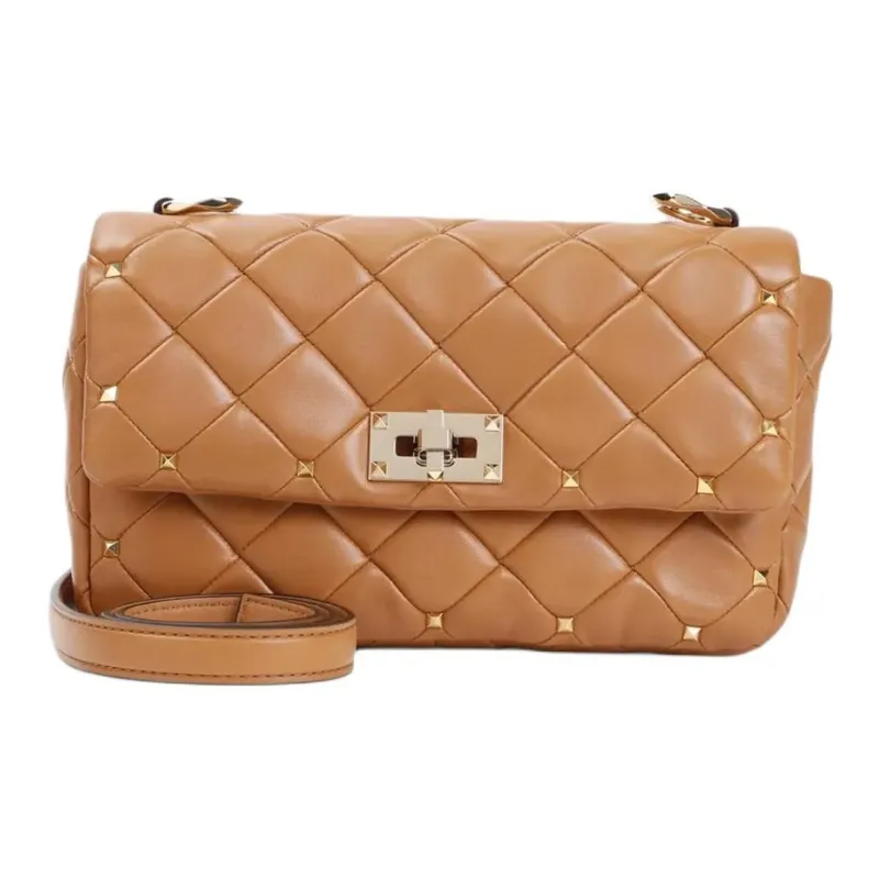 Valentino Lambskin Crossbody Bag, Shoulder Bag Women's Almond Beige-0