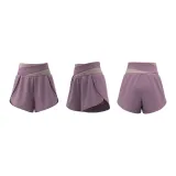 Peach Multicolor Quick Dry Shorts-Cream Skin & Purple