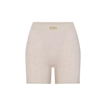 SKIMS Holiday Collection FW24 COTTON RIB BOXER Shorts Women's HEATHER OATMEAL/Heather Oatmeal