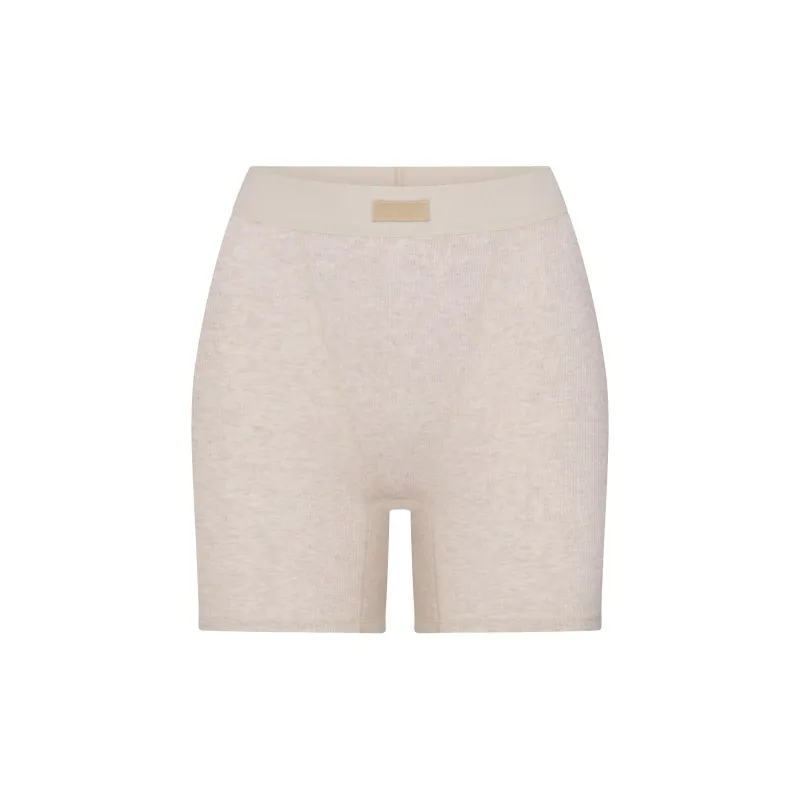 SKIMS Holiday Collection FW24 COTTON RIB BOXER Shorts Women's HEATHER OATMEAL/Heather Oatmeal-0