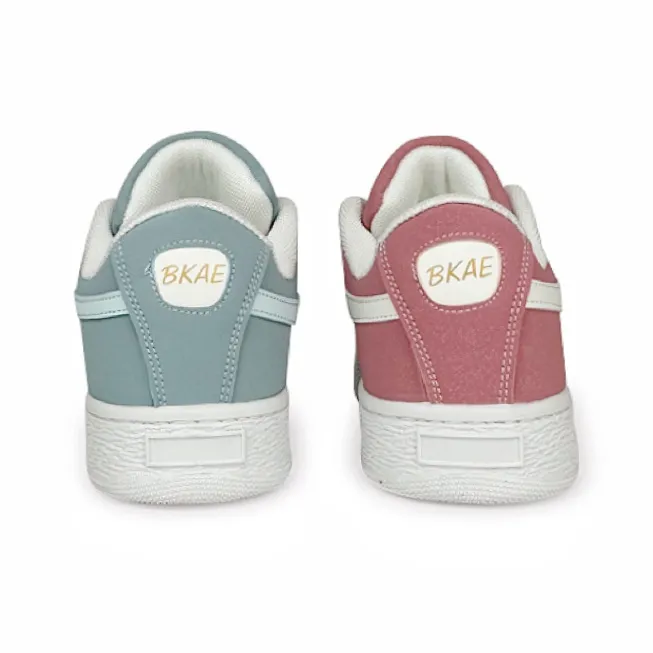 BKAE Anti Slip And Wear Resistant Lightweight Low Top Skateboard Shoes Unisex Pink Gray Mismatched-5