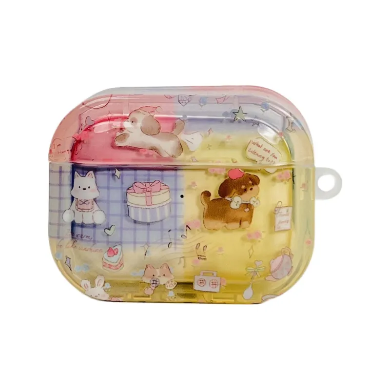 Sopi Compatibility With Apple AirPods 4/2/3/4th Generation/AirPods Pro/Pro 2 TPU Multicolor Cake Puppy Headphone Cases-4