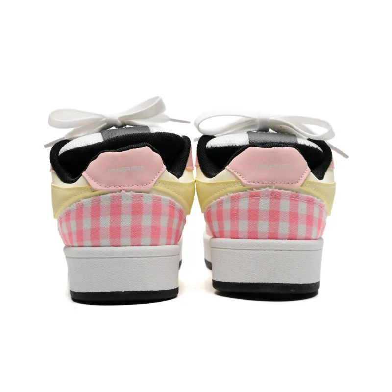 KAAVER OTTO Slip Resistant Low Top Skateboard Shoes Women's White Pink Yellow Box-5