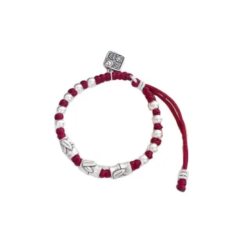 Stone Edge Poly Foot Silver Bracelet 999 Fine Silver Unisex